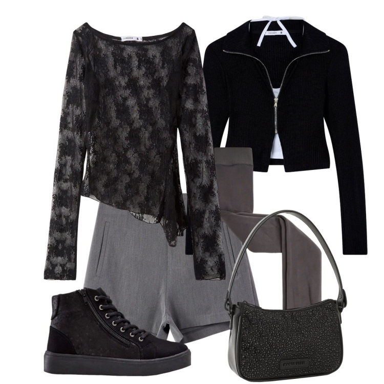 Outfit donna - Speciale halloween. Stile Sexy per Serata fuori. Abbinamento con sneakers alte, borse a mano, maglieria, leggings, shorts, felpe.