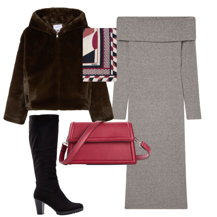 Outfit donna - City. Stile Urban per Tutti i giorni. Abbinamento con stivali, borse a tracolla, vestiti lunghi, ecopellicce, foulard.