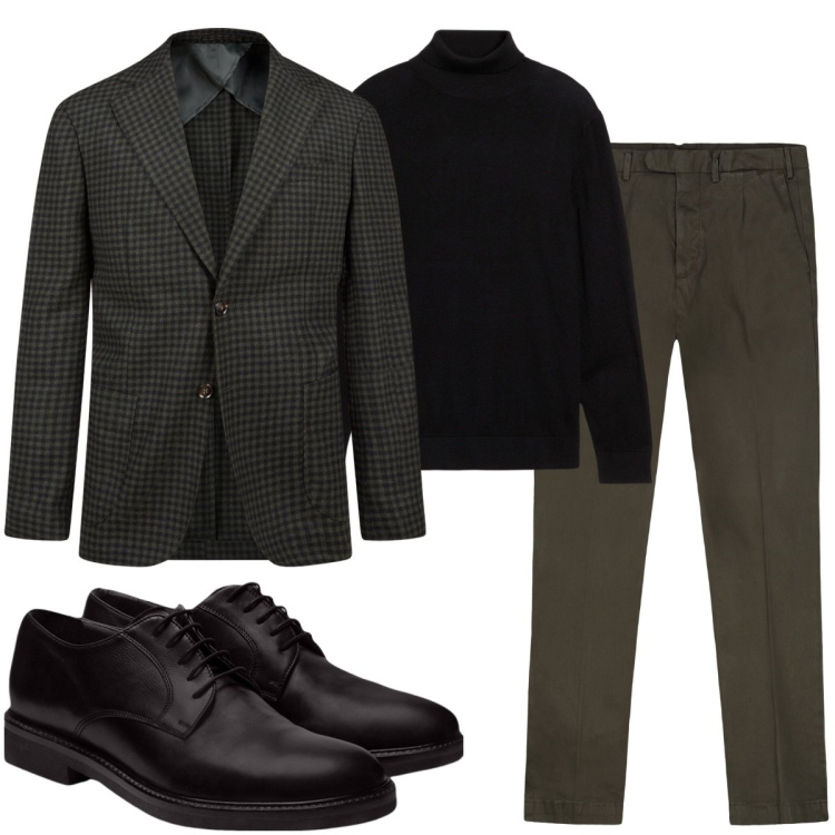 Outfit uomo - Che classe!. Stile Trendy per Serata speciale. Abbinamento con maglieria, scarpe stringate, pantaloni, giacche.