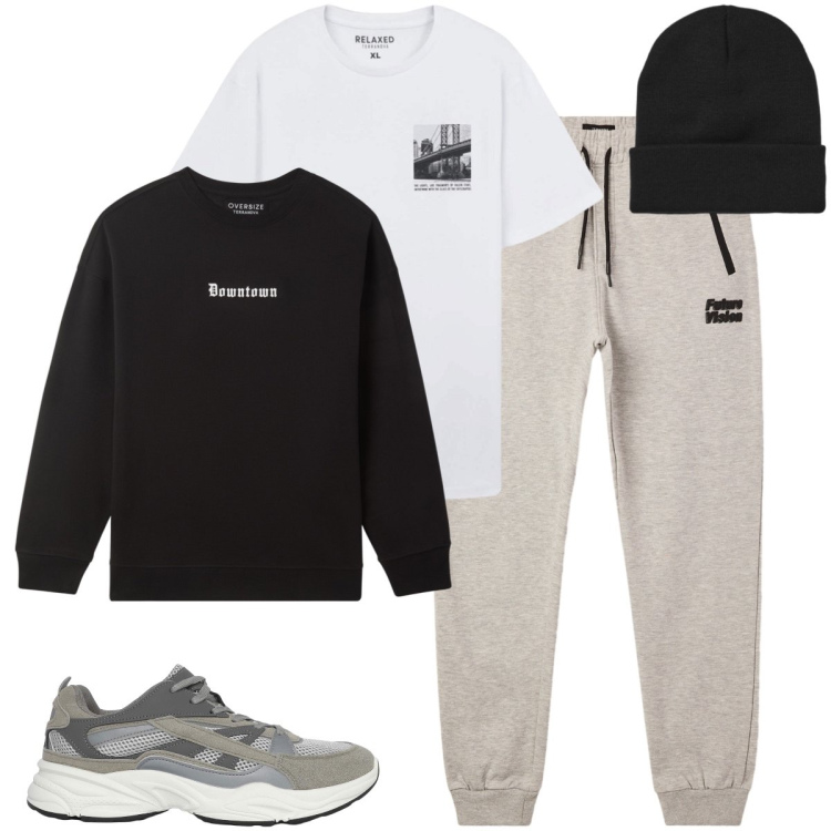 Outfit uomo - Sportivi ma con stile. Stile Urban per Sport. Abbinamento con sneakers, t-shirt, pantaloni, felpe, berretti.