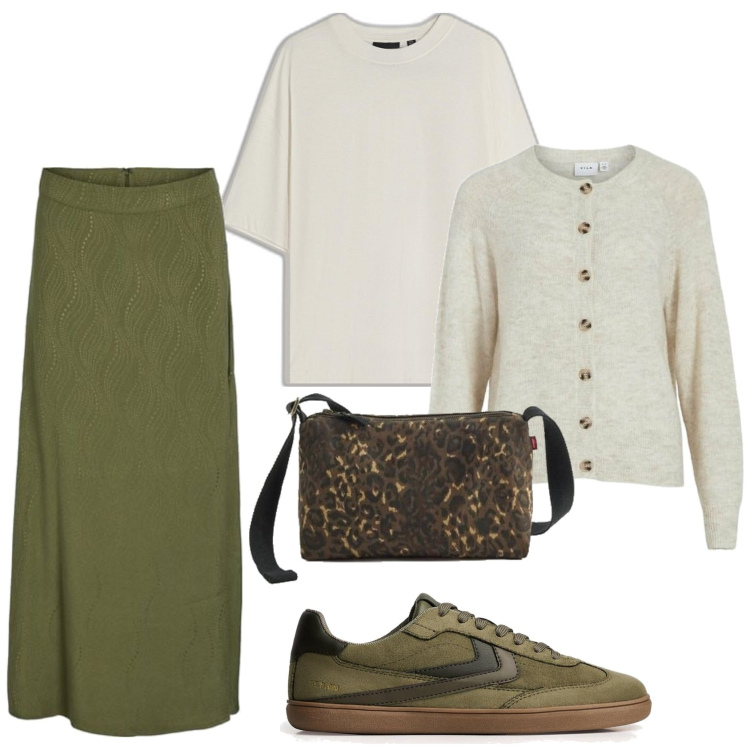 Outfit mujer - Urban style. Estilo Urban para Todos los días. Combinación con falda longuette, sneakers, blazers, bandoleras, camiseta.