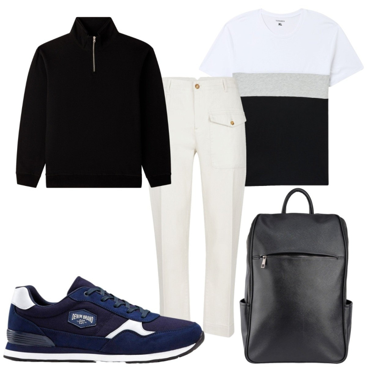 Outfit uomo - Total look #2275791. Stile Casual per Tutti i giorni. Abbinamento con sneakers, t-shirt, felpe, pantaloni, borse sportive.