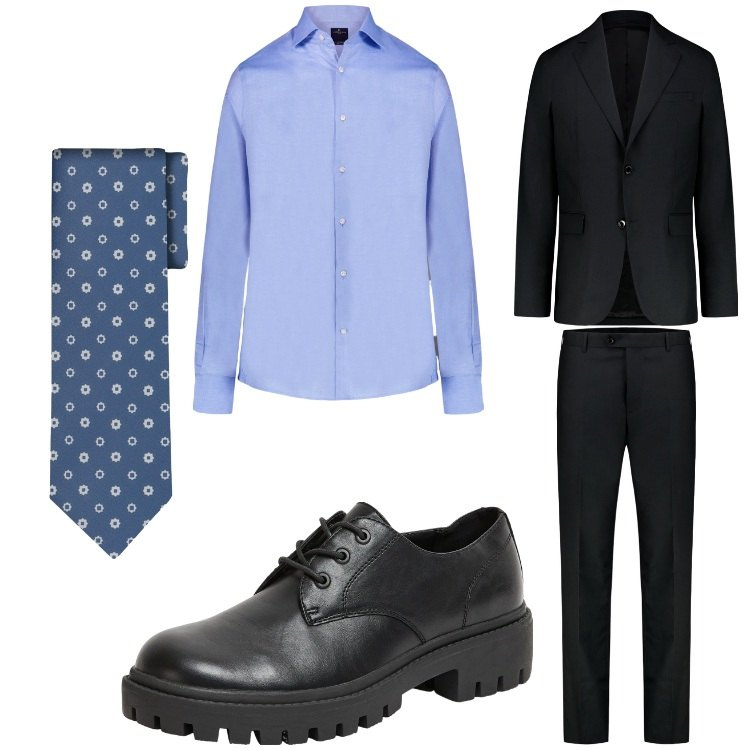 Outfit uomo - Abito elegante. Stile Business/Elegante per Serata speciale. Abbinamento con scarpe stringate, camicie, cravatte, abiti.