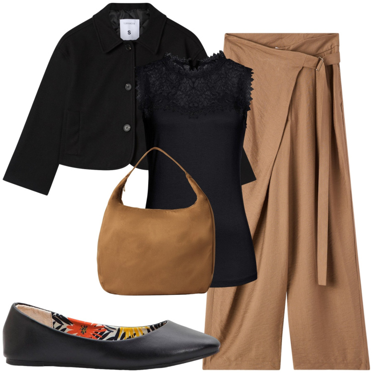 Outfit donna - Le ballerine per l\'ufficio. Stile Trendy per Ufficio. Abbinamento con ballerine, top, pantaloni, borse a mano, blazer.