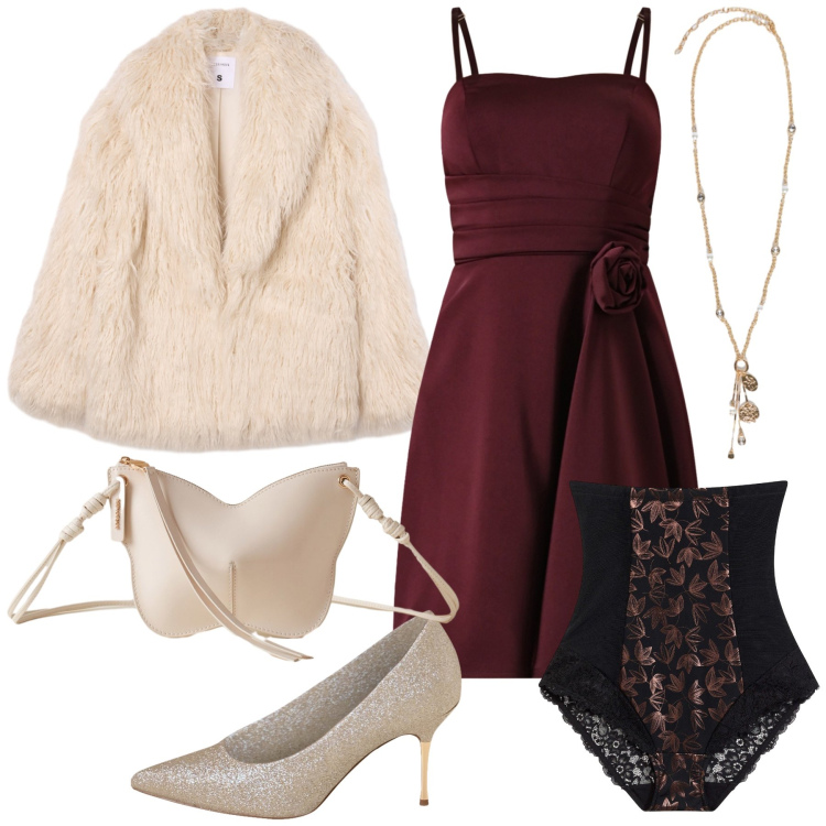 Outfit donna - Ecopelliccia per l invitata chic. Stile Chic per Cerimonia. Abbinamento con culotte, ecopellicce, vestiti corti, décolleté, borse a tracolla, ciondoli.