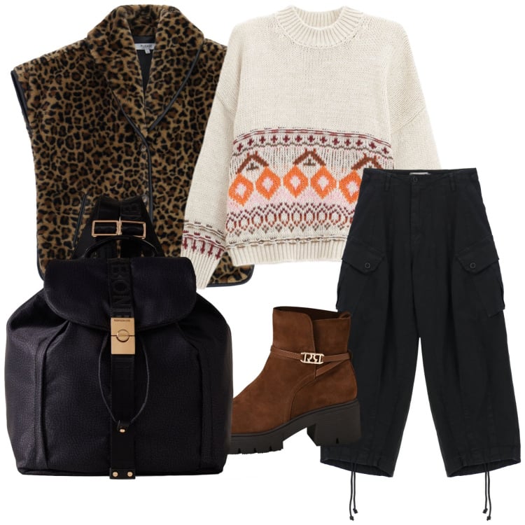 Outfit donna - Primo weekend di novembre. Stile Casual chic per Tutti i giorni. Abbinamento con stivaletti, pantaloni, maglieria, cappotti, zaini.