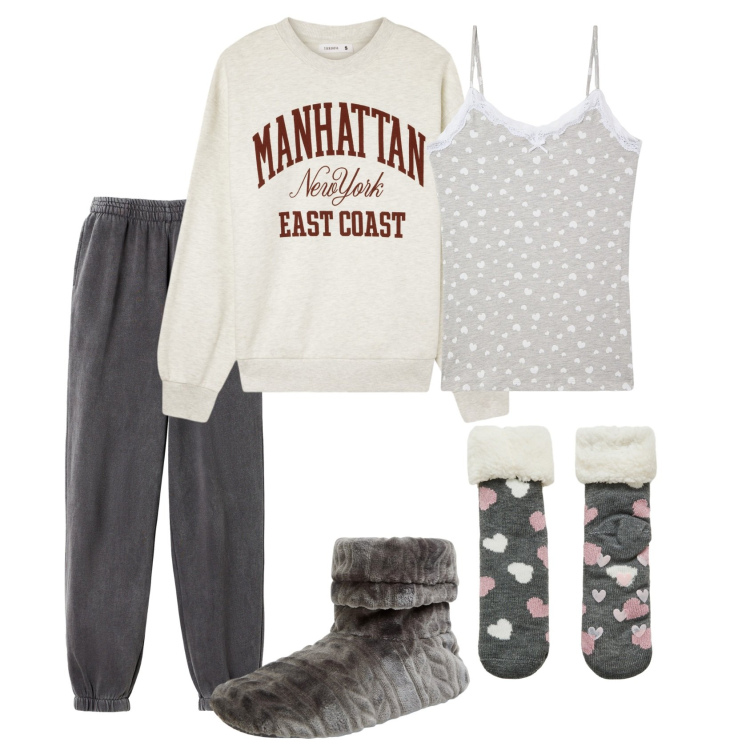 Outfit donna - A casa calda e comoda.... Stile Casual per Tutti i giorni. Abbinamento con pantaloni, pantofole, magliette intime, felpe, calzini.