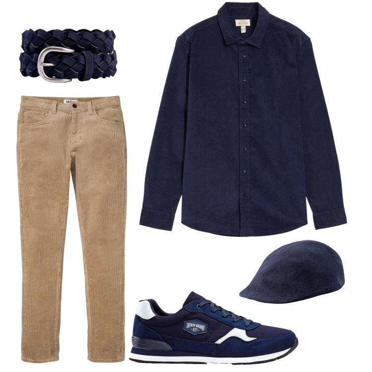 Outfit uomo - Il velluto protagonista di ottobre. Stile Casual per Tutti i giorni. Abbinamento con sneakers, pantaloni, camicie, cinture, cappelli con visiera.