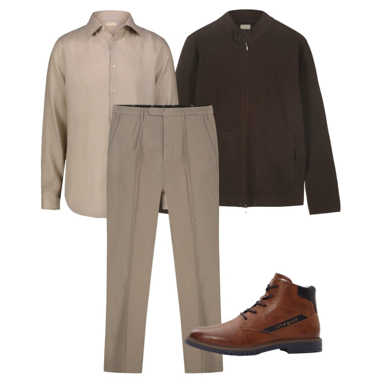 Outfit uomo - Ottobre. Stile Casual per Tutti i giorni. Abbinamento con stivali e stivaletti, camicie, pantaloni, bomber.