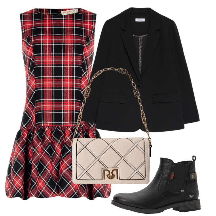 Outfit donna - Ottobre. Stile Bon Ton per Tutti i giorni. Abbinamento con stivaletti chelsea, vestiti corti, borse a tracolla, blazer.