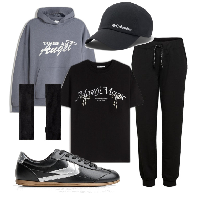 Outfit mujer - Sporty chic #3562. Estilo Sporty chic para Todos los días. Combinación con pantalones, sombreros, sudaderas con capucha, guantes, camiseta, sneakers.