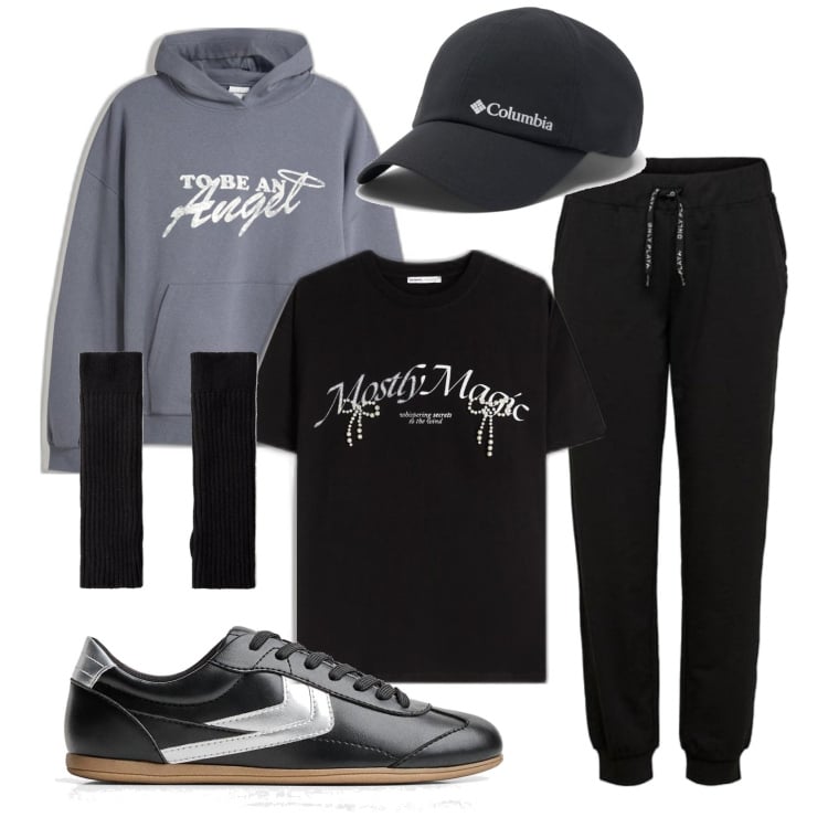 Outfit mujer - Sporty chic #3562. Estilo Sporty chic para Todos los días. Combinación con pantalones, sombreros, sudaderas con capucha, guantes, camiseta, sneakers.