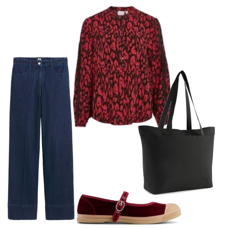Outfit mujer - Urban look. Estilo Urban para Todos los días. Combinación con blusas, vaqueros, bolso tote, sneakers.