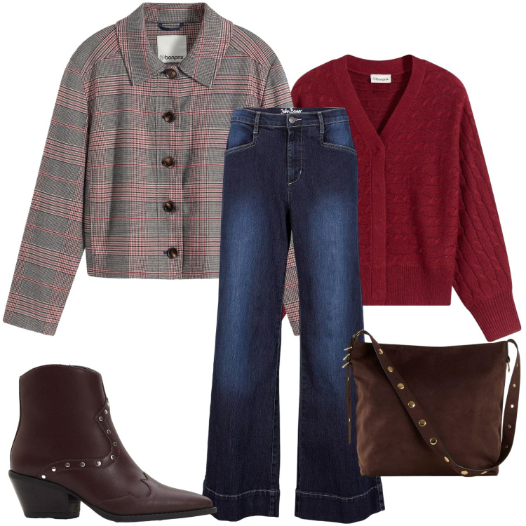 Outfit donna - Tutti i giorni. Stile Urban per Tutti i giorni. Abbinamento con cardigans, shopping bag, jeans, cappotti, stivaletti texani.