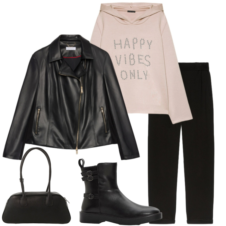 Outfit donna - Urban by Fiorella Rubino. Stile Urban per Tutti i giorni. Abbinamento con stivaletti, borse a mano, giacche, felpe con cappuccio, pantaloni.