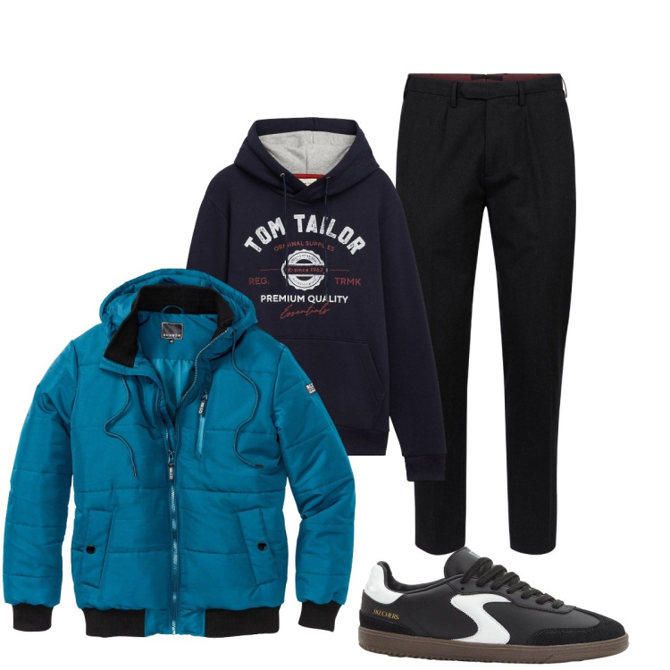 Outfit uomo - Total look #2276196. Stile Casual per Sport. Abbinamento con bomber, sneakers, felpe con cappuccio, pantaloni.
