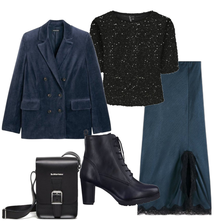 Outfit mujer - Glamour #8996. Estilo Glamour para Ceremonia. Combinación con blusas, bolsos de mano, faldas largas, botines, blazers.