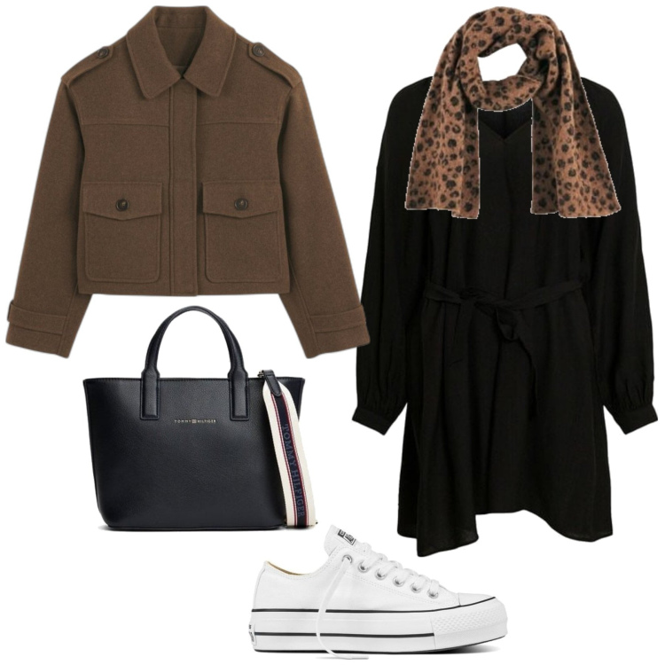 Outfit mujer - Sporty chic #3548. Estilo Sporty chic para Todos los días. Combinación con sneakers, bolso tote, vestidos cortos, blazers, bufandas.