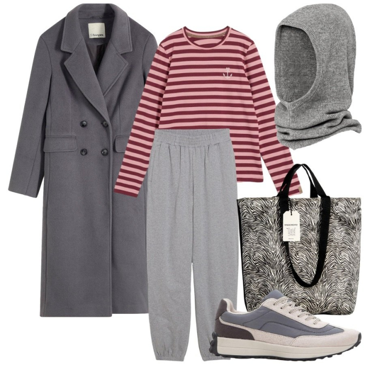 Outfit donna - Balaclava in città. Stile Sporty chic per Tutti i giorni. Abbinamento con cappelli e berretti, cappotti, sneakers, maglieria, pantaloni, borse tote.