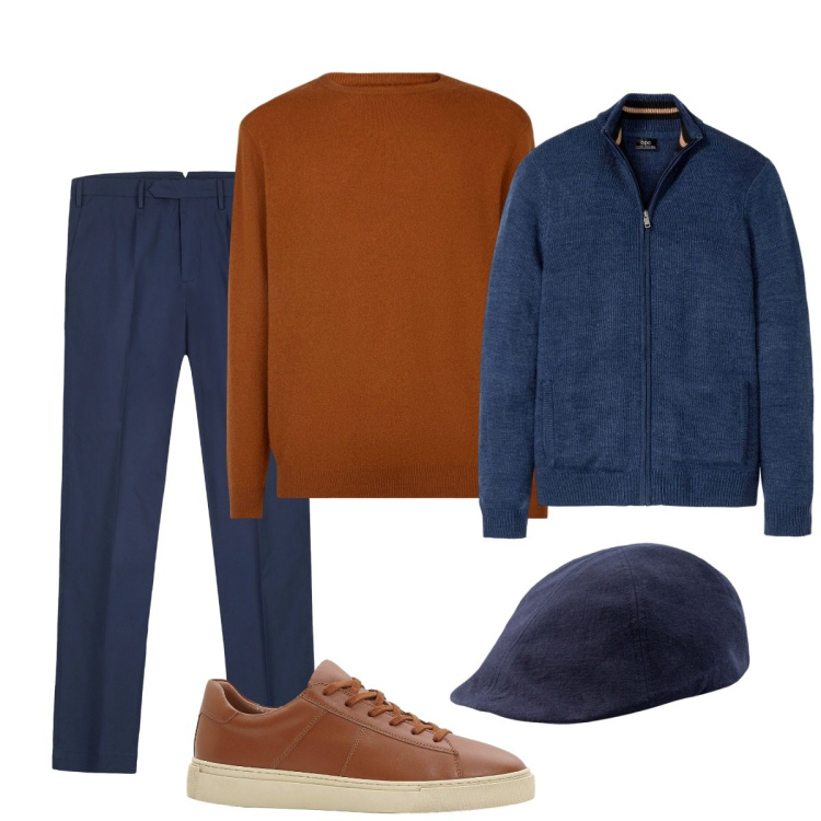 Outfit uomo - Total look #2276253. Stile Trendy per Serata speciale. Abbinamento con cardigans, sneakers, maglieria, pantaloni, cappelli con visiera.