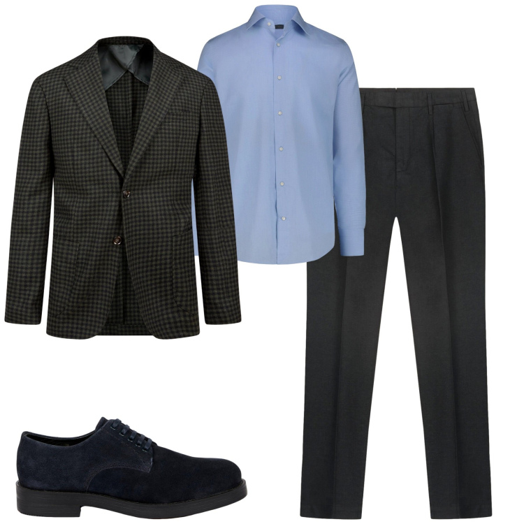 Outfit uomo - Total look #2276265. Stile Business/Elegante per Tutti i giorni. Abbinamento con pantaloni, giacche, scarpe stringate, camicie.