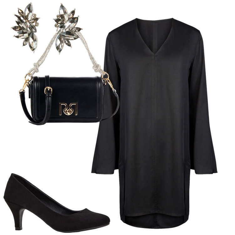 Outfit donna - Il tubino doppelganger. Stile Minimal per Tutti i giorni. Abbinamento con décolleté, orecchini, borse a mano, vestiti a tubino.