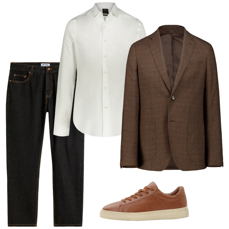 Outfit uomo - Ottobre. Stile Casual per Serata speciale. Abbinamento con sneakers, jeans dritti, camicie, giacche.