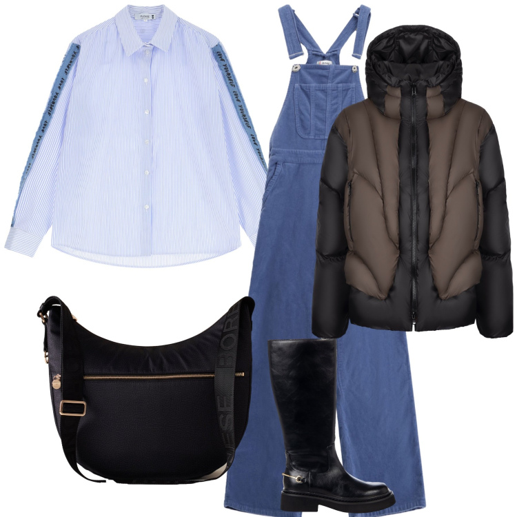 Outfit donna - Una tuta per tutte le commissioni. Stile Casual chic per Tutti i giorni. Abbinamento con stivali sopra il ginocchio, salopette, camicie, piumini, borse a spalla.