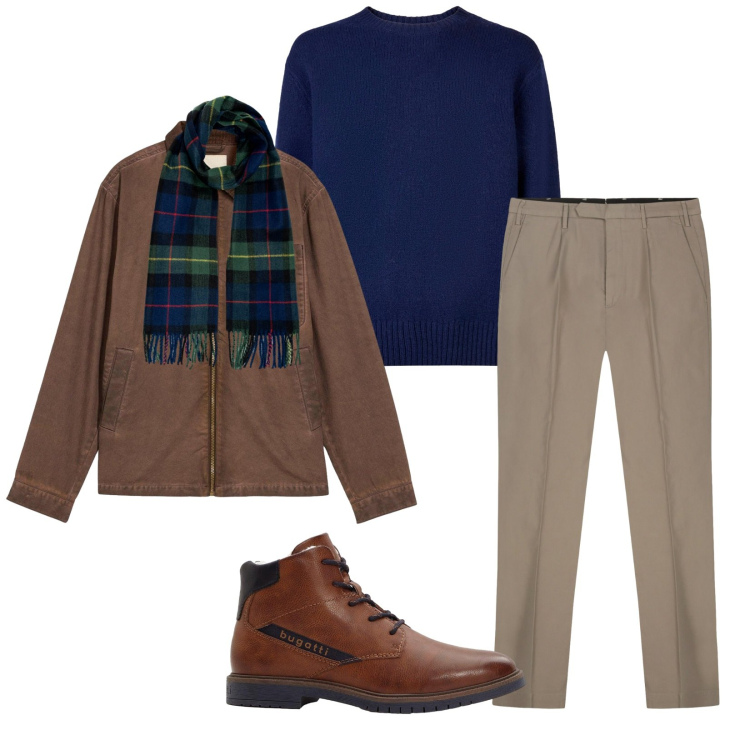 Outfit uomo - Total look #2276316. Stile Urban per Tutti i giorni. Abbinamento con giacche, stivali e stivaletti, sciarpe, pullovers, pantaloni.