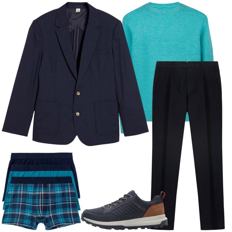 Outfit uomo - Total look #2276324. Stile Urban per Ufficio. Abbinamento con boxer, sneakers, giacche, maglieria, pantaloni.