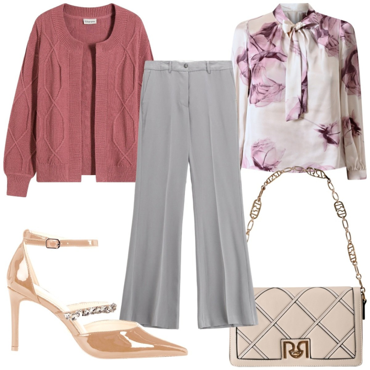 Outfit donna - Total look #2276326. Stile Chic per Tutti i giorni. Abbinamento con cardigans, borse a tracolla, bluse, décolleté, pantaloni.