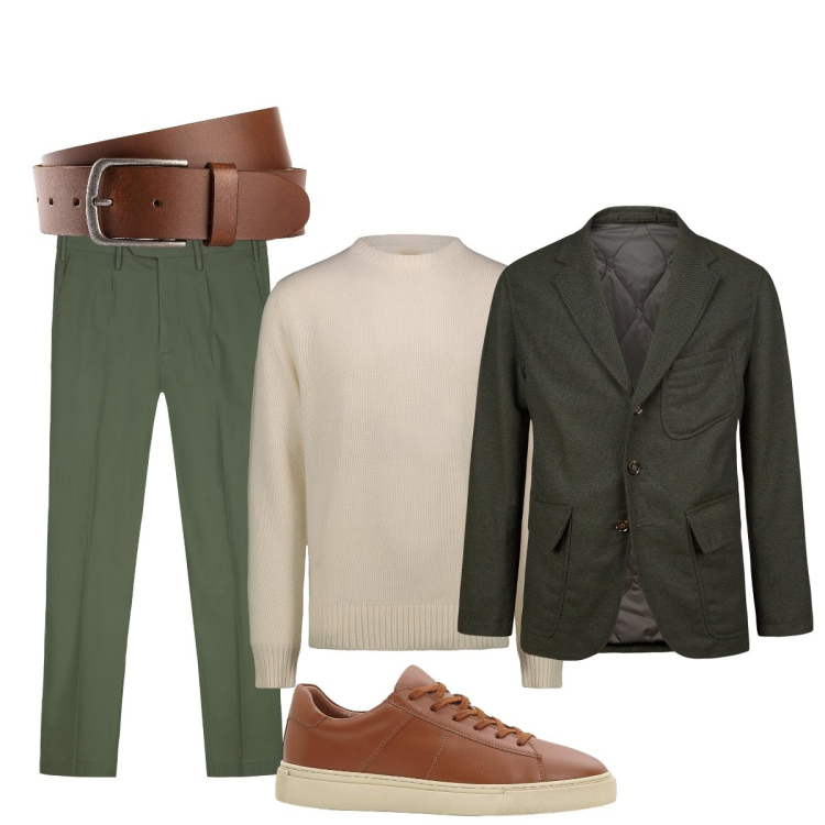 Outfit uomo - Total look #2276327. Stile Trendy per Serata speciale. Abbinamento con cinture, sneakers, giacche, pantaloni, maglieria.