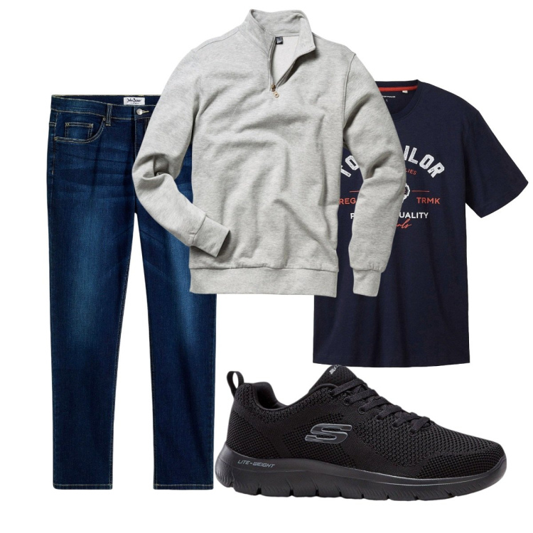 Outfit uomo - Total look #2276381. Stile Casual per Tutti i giorni. Abbinamento con jeans, felpe, sneakers, t-shirt.