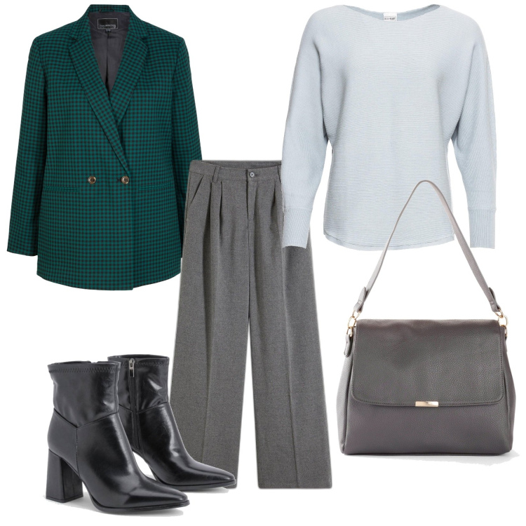 Outfit femme - Basique #5884. Style Basique pour Tous les jours. Assortir avec sacs à main, pantalon large en bas, blazers, pulls, bottines.