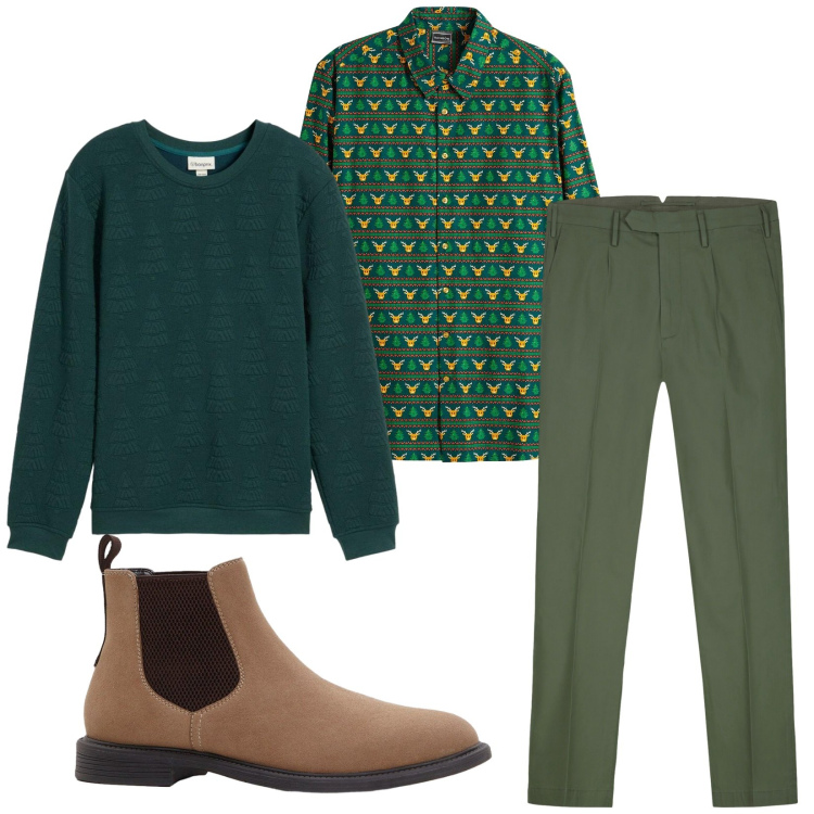 Outfit uomo - Total look #2276425. Stile Trendy per Tutti i giorni. Abbinamento con camicie, stivali e stivaletti, felpe, pantaloni.