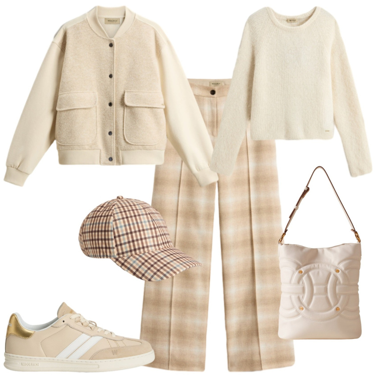 Outfit donna - Total look #2276466. Stile Trendy per Tutti i giorni. Abbinamento con sneakers, pantaloni, maglieria, felpe, cappelli, borse a secchiello.