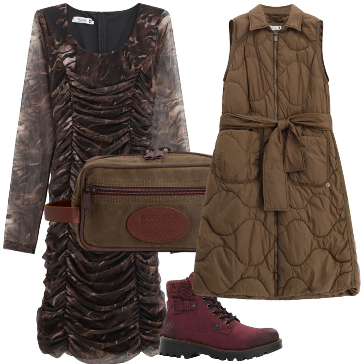 Outfit donna - Halloween sui monti. Stile Trendy per Serata fuori. Abbinamento con stivaletti, blazer, vestiti, valigie.