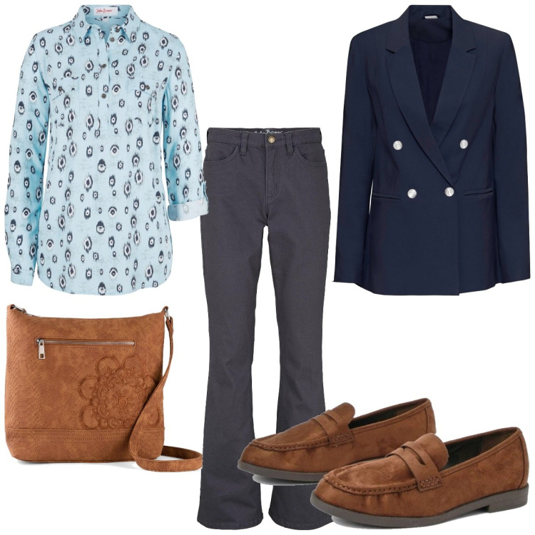 Outfit femme - Basique #5890. Style Basique pour Tous les jours. Assortir avec sacs en bandoulière, jean bootcut, chemisiers, blazers, mocassins.
