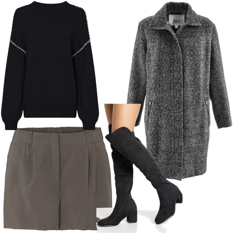 Outfit femme - Basique #5897. Style Basique pour Tous les jours. Assortir avec manteaux, pantalon , pulls, cuissardes.