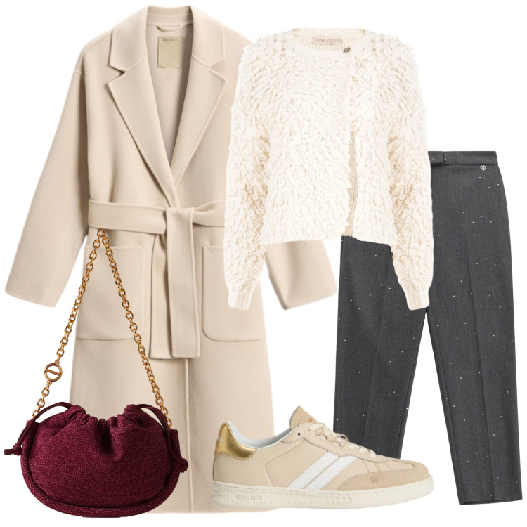 Outfit donna - Total look #2276535. Stile Casual chic per Tutti i giorni. Abbinamento con cardigans, pantaloni, sneakers, cappotti, borse a spalla.