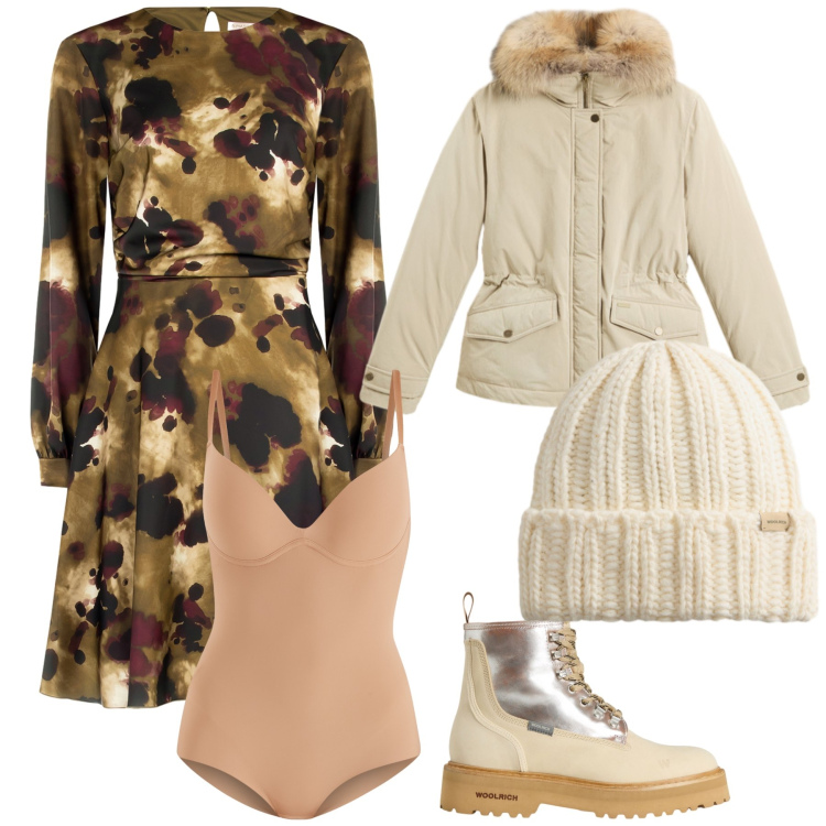 Outfit donna - Fall. Stile Trendy per Tutti i giorni. Abbinamento con body, vestiti midi/longuette, anfibi, blazer, berretti.