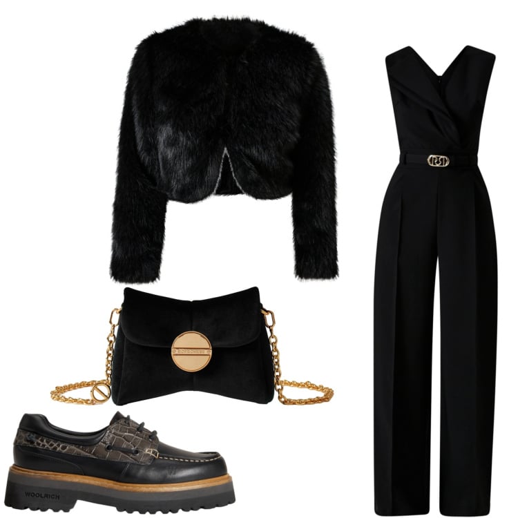 Outfit donna - Quasi chic. Stile Chic per Serata fuori. Abbinamento con blazer, vestiti chemisier, mocassini, borse a tracolla.