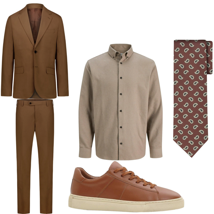 Outfit uomo - Autunno elegante. Stile Business/Elegante per Serata speciale. Abbinamento con sneakers, camicie, abiti, cravatte.