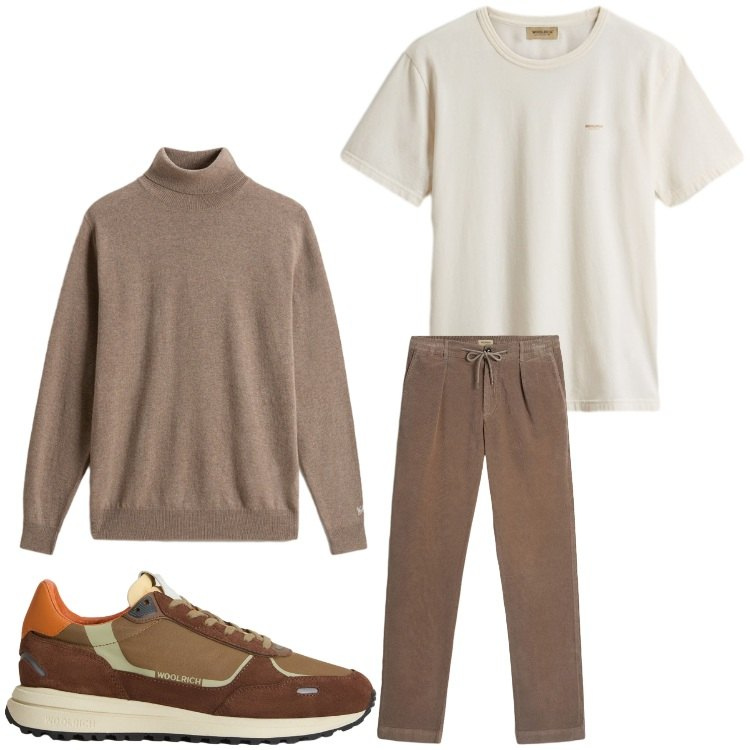 Outfit uomo - Easy. Stile Casual per Tutti i giorni. Abbinamento con t-shirt, pantaloni, sneakers, maglieria.