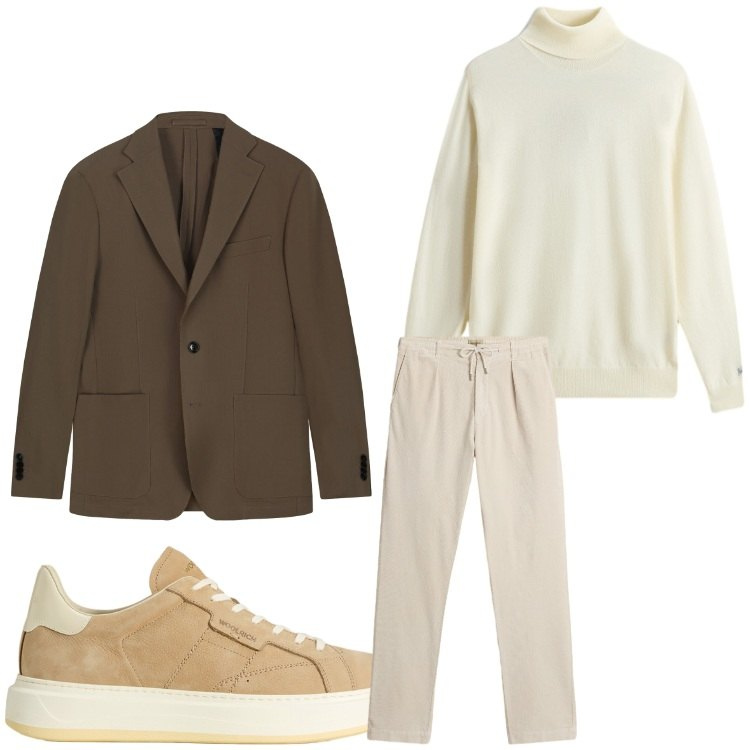 Outfit uomo - Morbidezza. Stile Business/Elegante per Serata speciale. Abbinamento con sneakers, pantaloni, maglieria, giacche.