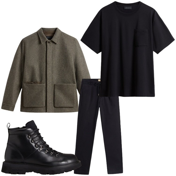 Outfit uomo - Versatile. Stile Business/Elegante per Serata speciale. Abbinamento con cappotti, pantaloni, t-shirt, stivali e stivaletti.