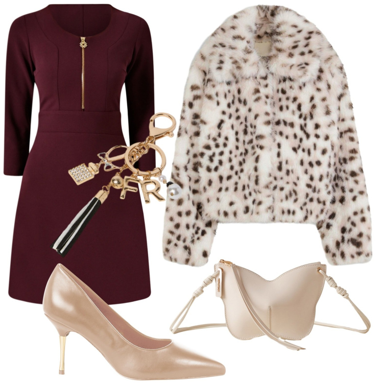 Outfit donna - La pelliccia must have. Stile Bon Ton per Serata fuori. Abbinamento con ecopellicce, décolleté, vestiti, borse a tracolla, portachiavi.