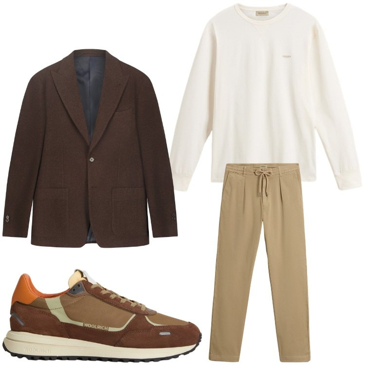 Outfit uomo - Sabbia. Stile Business/Elegante per Serata speciale. Abbinamento con sneakers, pantaloni, t-shirt, giacche.