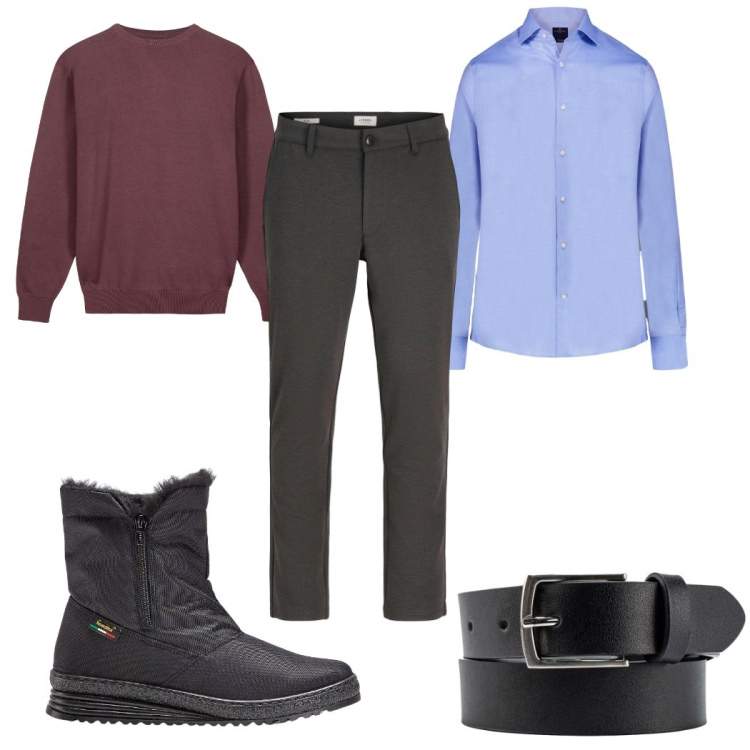 Outfit uomo - Total look #2276607. Stile Casual per Tutti i giorni. Abbinamento con stivali e stivaletti, pantaloni chino, camicie, maglieria, cinture.