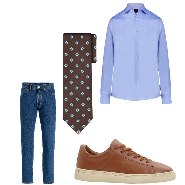 Outfit uomo - La cravatta. Stile Business/Elegante per Ufficio. Abbinamento con jeans, sneakers, camicie, cravatte.